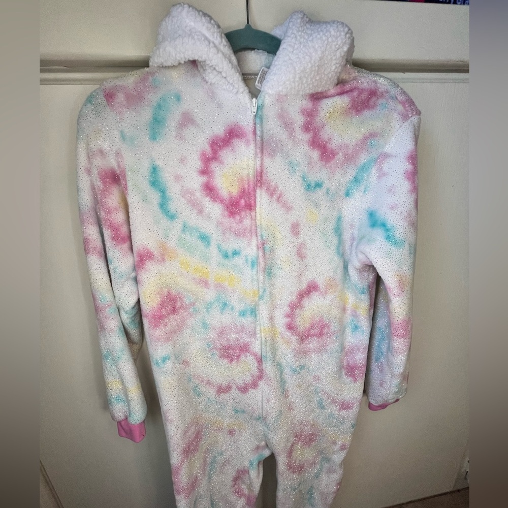 Saint Eve Blanket Sleeper Pajamas Tie Dye Sparkle Unicorn Hoodie Girls Large